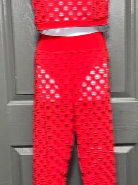Unbranded Red Loophole Distressed Two-Piece Set